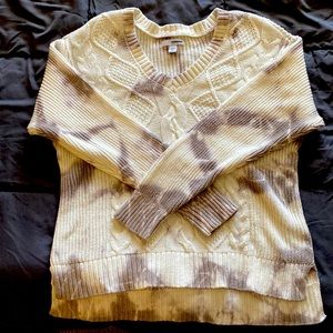 Purple and white tie dye v neck sweater